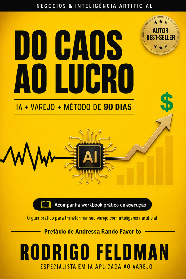 Capa do livro Do Caos ao Lucro — IA + Varejo + Método de 90 dias, de Rodrigo Feldman